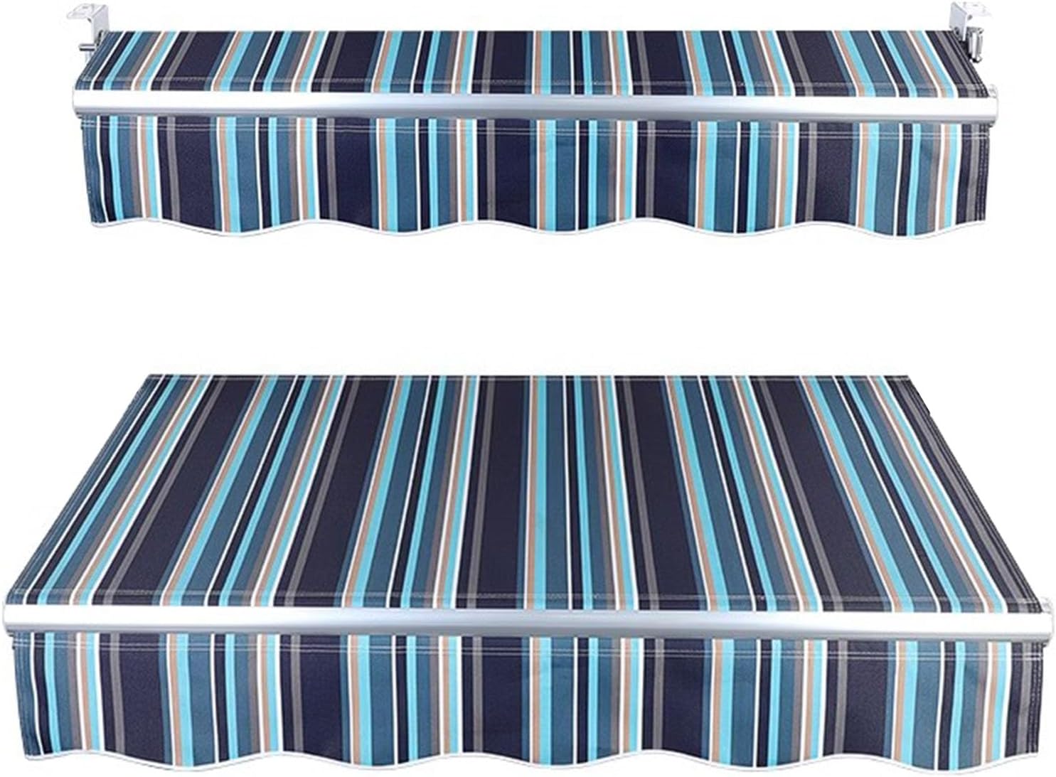 Retractable Patio Awning Top Sunshade Replacement Waterproof Canvas Fabric Outdoor Sun Shade Shelter Cloth 280g 100% Ployester Canopy Cover(Size:10x16ft,Color:Blue Stripe)