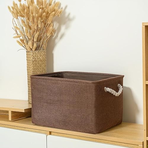 Miniatura 8 de TheWarmHome Cesta de organización y almacenamiento para estantes, paquete de 3 cubos de almacenamiento de tela de 16 x 12 x 12 pulgadas, cubo de