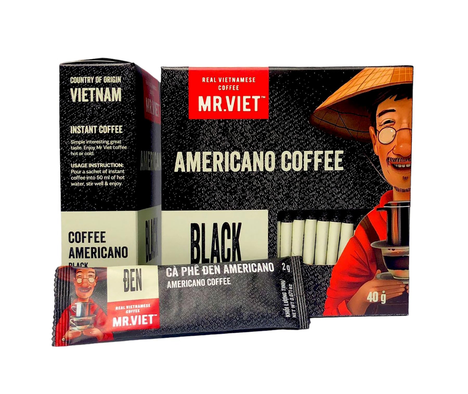 MR.VIET Finest Black Americano Coffee Instant Sachets Imported from Vietnam | Freeze dried coffee Granules Powder (2g x 20 Sachets) (B0DC6N5R32) Amazon Price History, Amazon Price Tracker