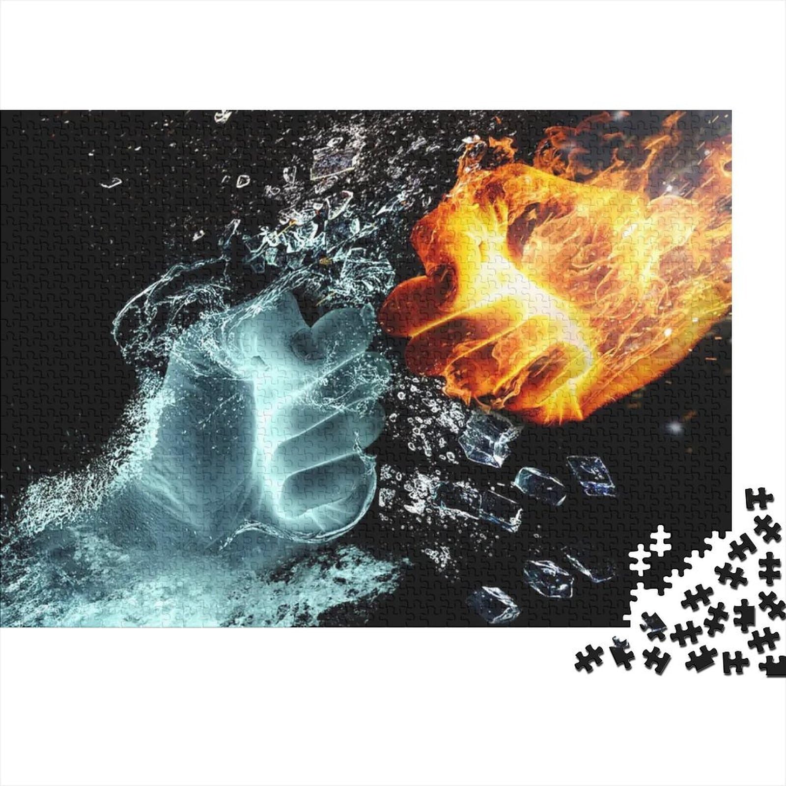 Water Fire Duality Jigsaw Puzzle 1000 Piece Jigsaw Puzzle for Adults 38x26cm/1000pcs