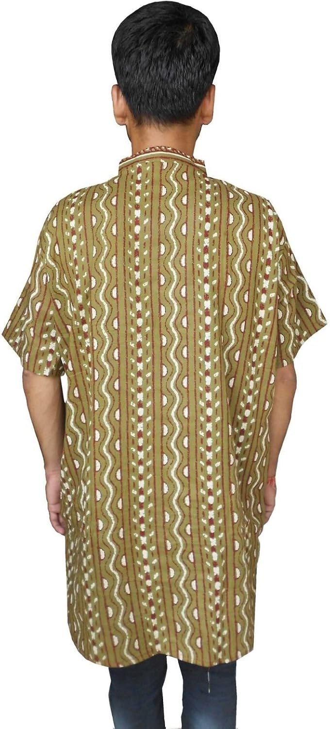 IndianTraditional Men Kurta Casual Cotton Ethnic Bollywood Cloth Shirt Multi-Color