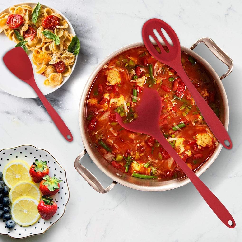 Kitchen Utensils Set, Tuilful Silicone Heat-Resistant Cooking Utensils Set, Nonstick Dishwasher Safe Cooking Tools 11 Pieces, Kitchen Utensil Gadgets Set for Gift - Red : Home & Kitchen