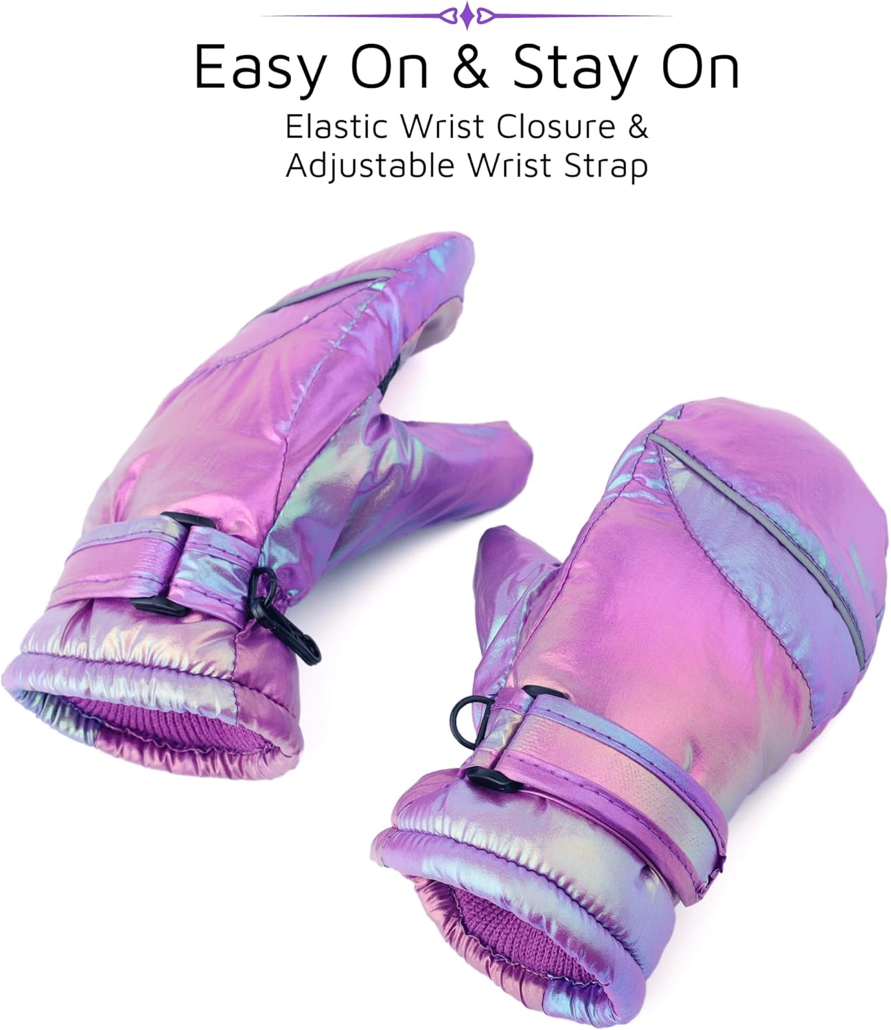 F Flammi Toddler Kids Snow Mittens with String Waterproof Ski Mittens Thinsulate Winter Gloves for Baby Girls Boys - Image 4