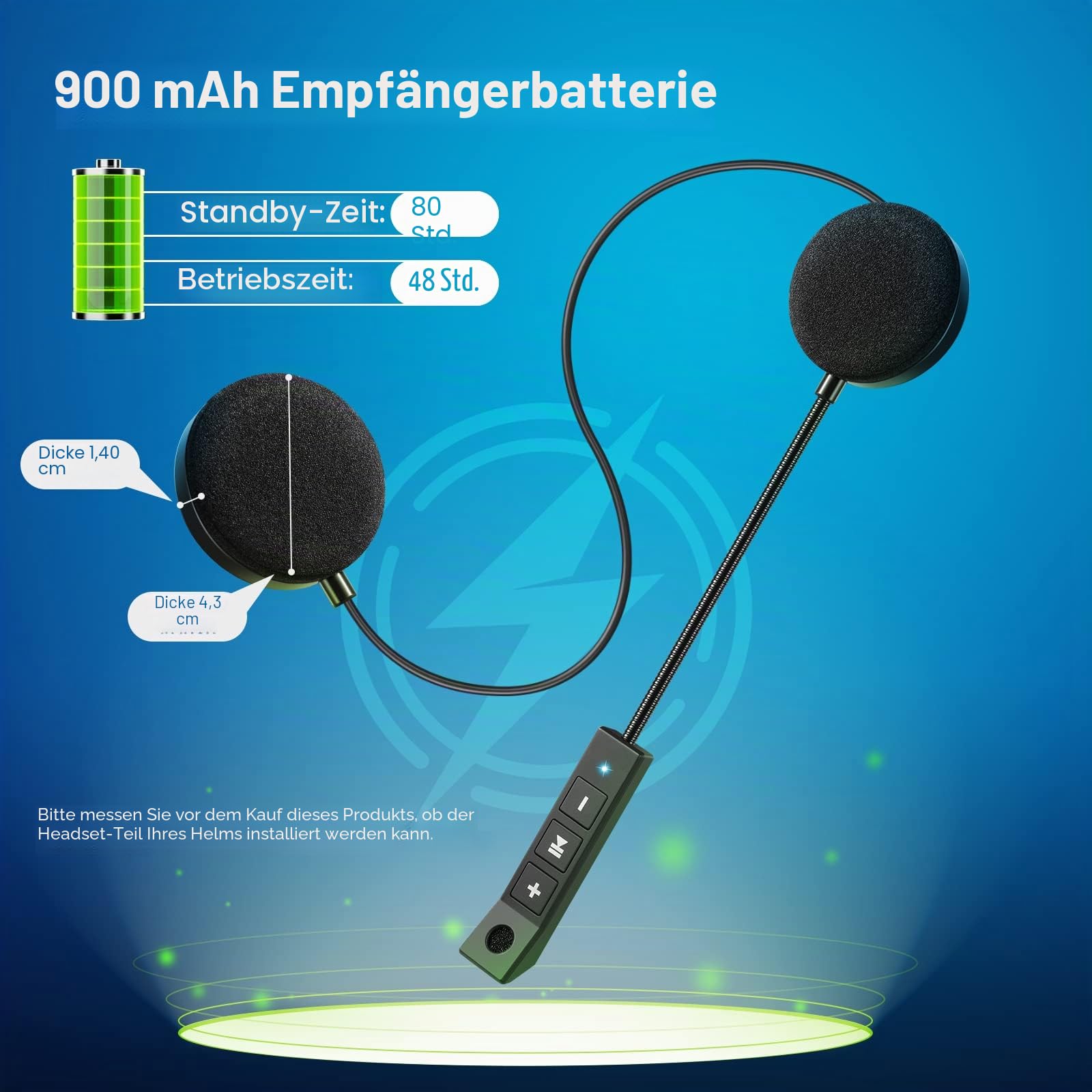 MAXTO Motorradhelm-Bluetooth-Headset, Outdoor-Freisprecheinrichtung, Bluetooth 5.3 EDR, kabelloses Motorrad-Headset mit automatischer Rufannahme, Motorrad-Kopfhörer mit hoher Klangqualität