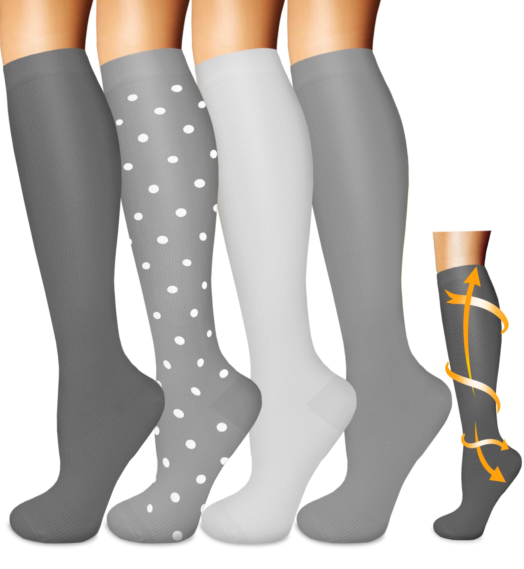Iseasoo 4 Pairs-Compression Socks for Men Women Circulation-Best Support for Nurses,Running,Athletic