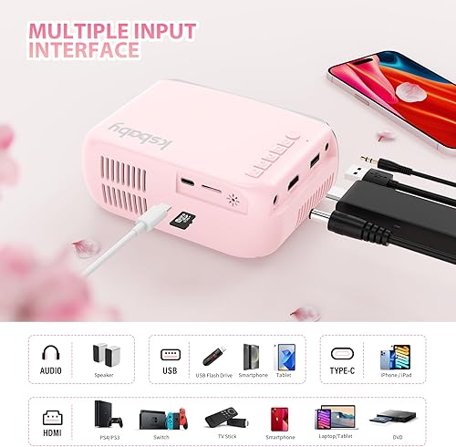 Miniatura 2 de Mini proyector para proyectores portátiles al aire libre, la pantalla del teléfono inteligente se puede duplicar en el proyector a través de un