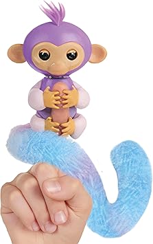 Fingerlings Snuggle Tails - Interactive Purple Monkey Coco, with fluffy tail, mini bestie Chloe, brush and stickers