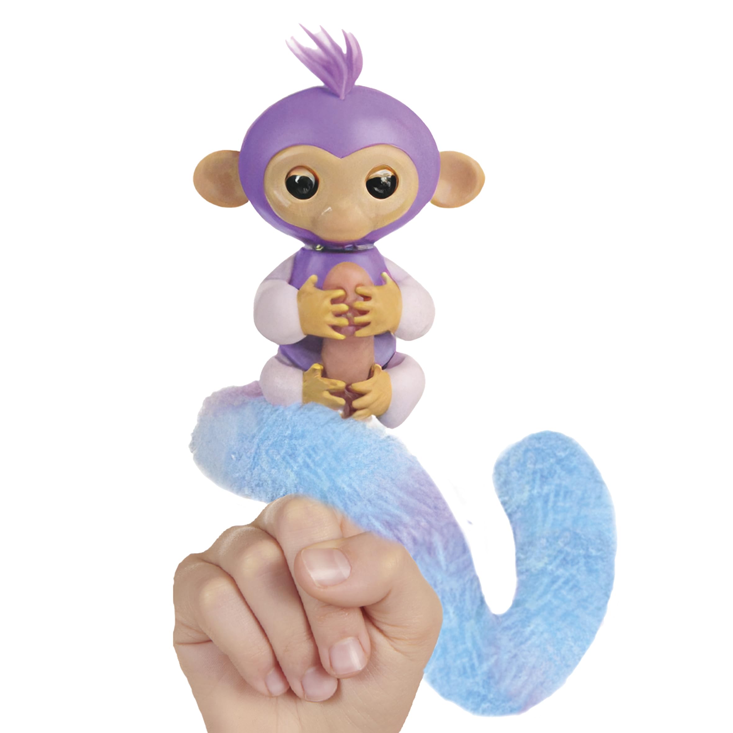 Fingerlings Snuggle Tails - Interactive Purple Monkey (Coco), with fluffy tail, mini bestie (Chloe), brush and stickers