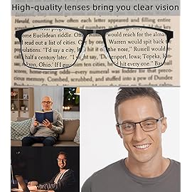 DILLY VISION 4-Pack Mens Reading Glasses Blue Light Blocking,Spring Hinge Stylish Metal Full Frame Readers for Men Anti Glare Filter Eyeglasses +2.50
