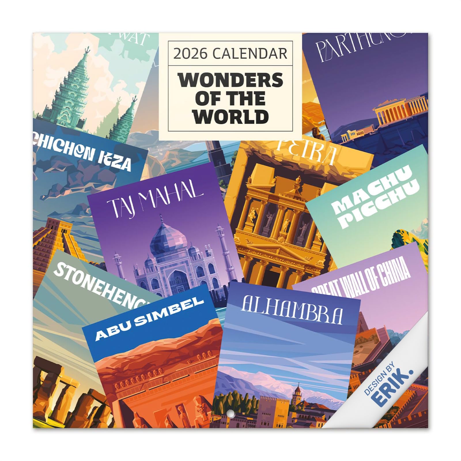 Grupo Erik Wall Calendar 2026 - Wonders Of The World Calendar 2026 | Square 30 x 30 cm - 12 x 12 inches Wall Planner, Family Planner Month To View | Travel Gifts For Friends
