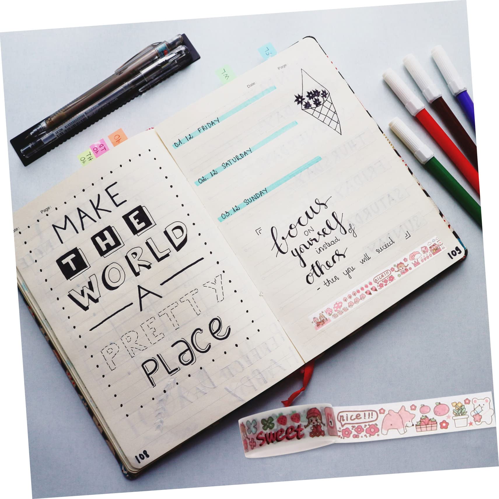 STOBOK 3sätze Teiliges Niedliche Washi Tapes Für Kreative Tagebuchgestaltung Dekorative Klebebänder Für Scrapbooking Planer -projekte Und