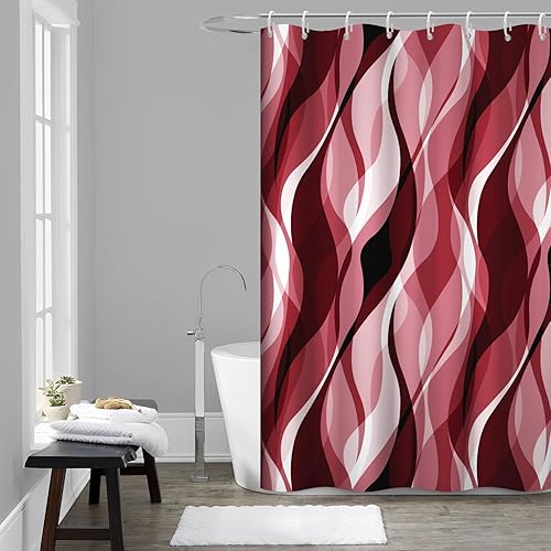 Miniatura 37 de Cortina de ducha gris, juego de cortina de ducha moderna abstracta a rayas negras y grises para baño, cortina de ducha impermeable blanca y gris