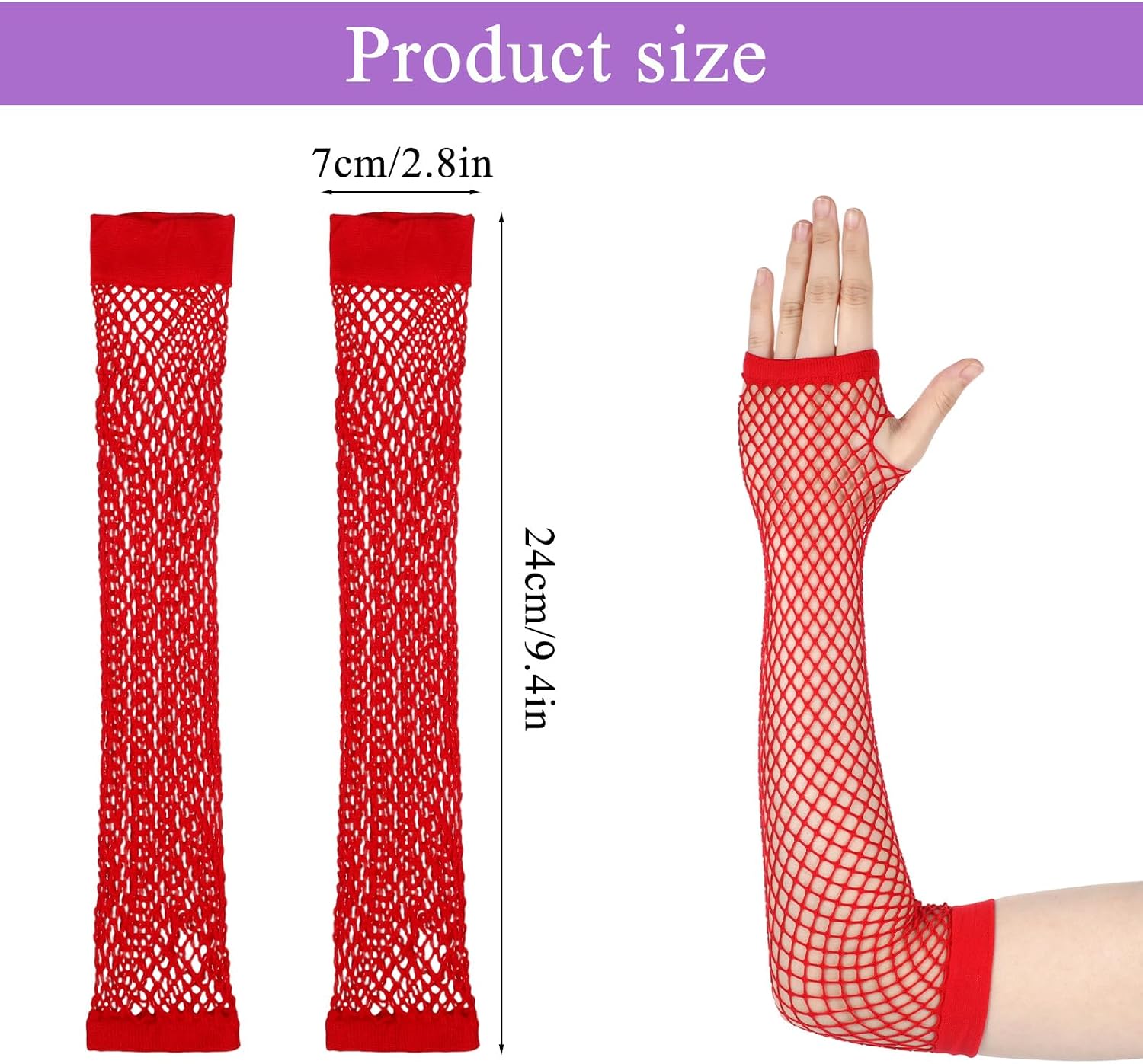 4 Pairs Fishnet Arm Sleeves, Long Fishnet Gloves Fingerless image 2