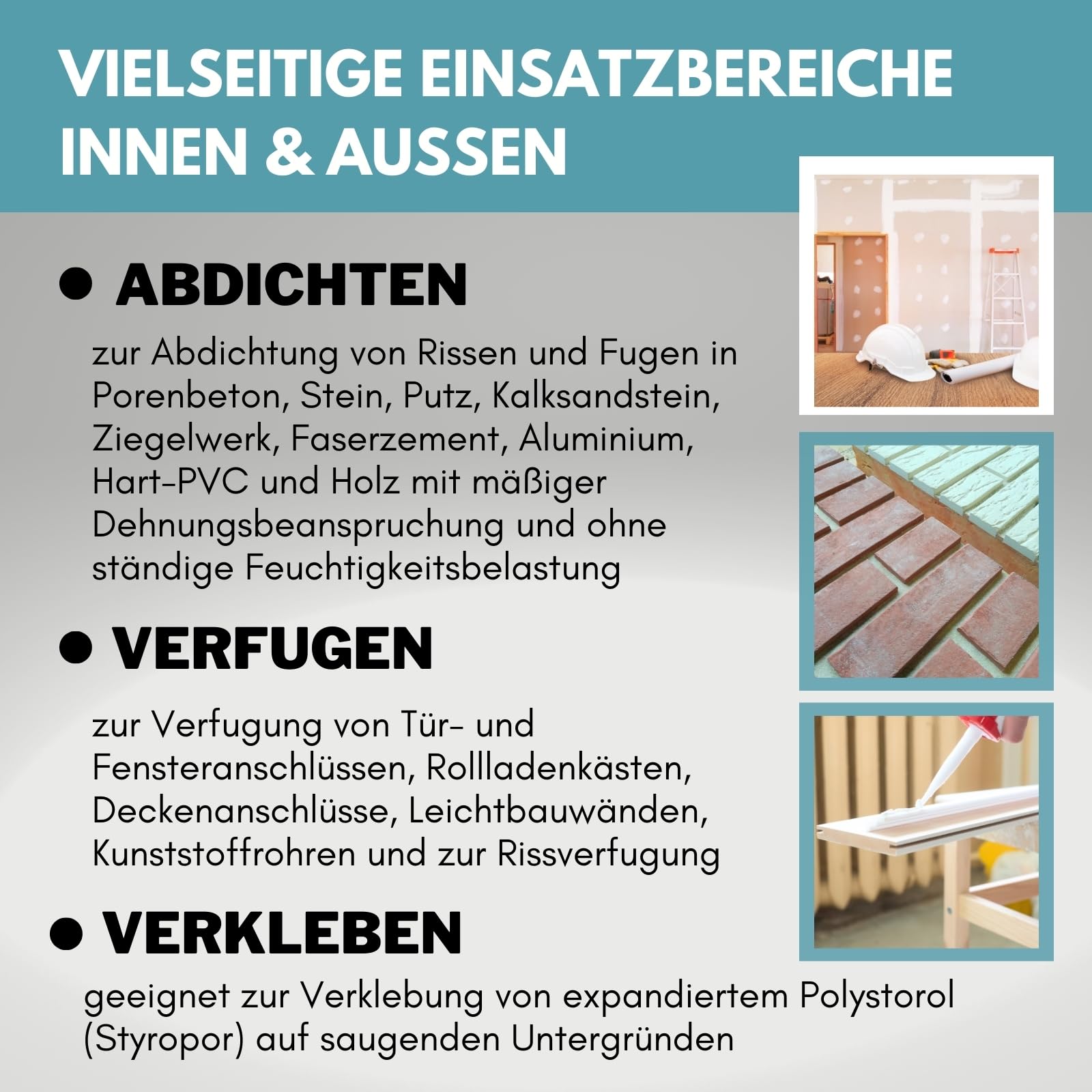 MAC24 Maleracryl Universalacryl Acryl weiß Dichtstoff für Innen + Aussen überstreichbar witterungsbeständig 310ml Kartusche (12)