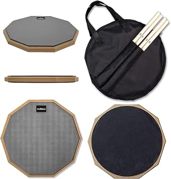 HAIRIESIS Snare Drum Practice Pad,12-Inch Practice Drum Pad,Double Sided Silent Drum Pad and Sticks,Drum Pads Carry Bag