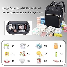 ANWTOTU Baby Diaper Bag with Changing Station,Diaper Bag Backpack,Diaper Bag,Large Capacity,900d Excellent Oxford(Ungrade Black)
