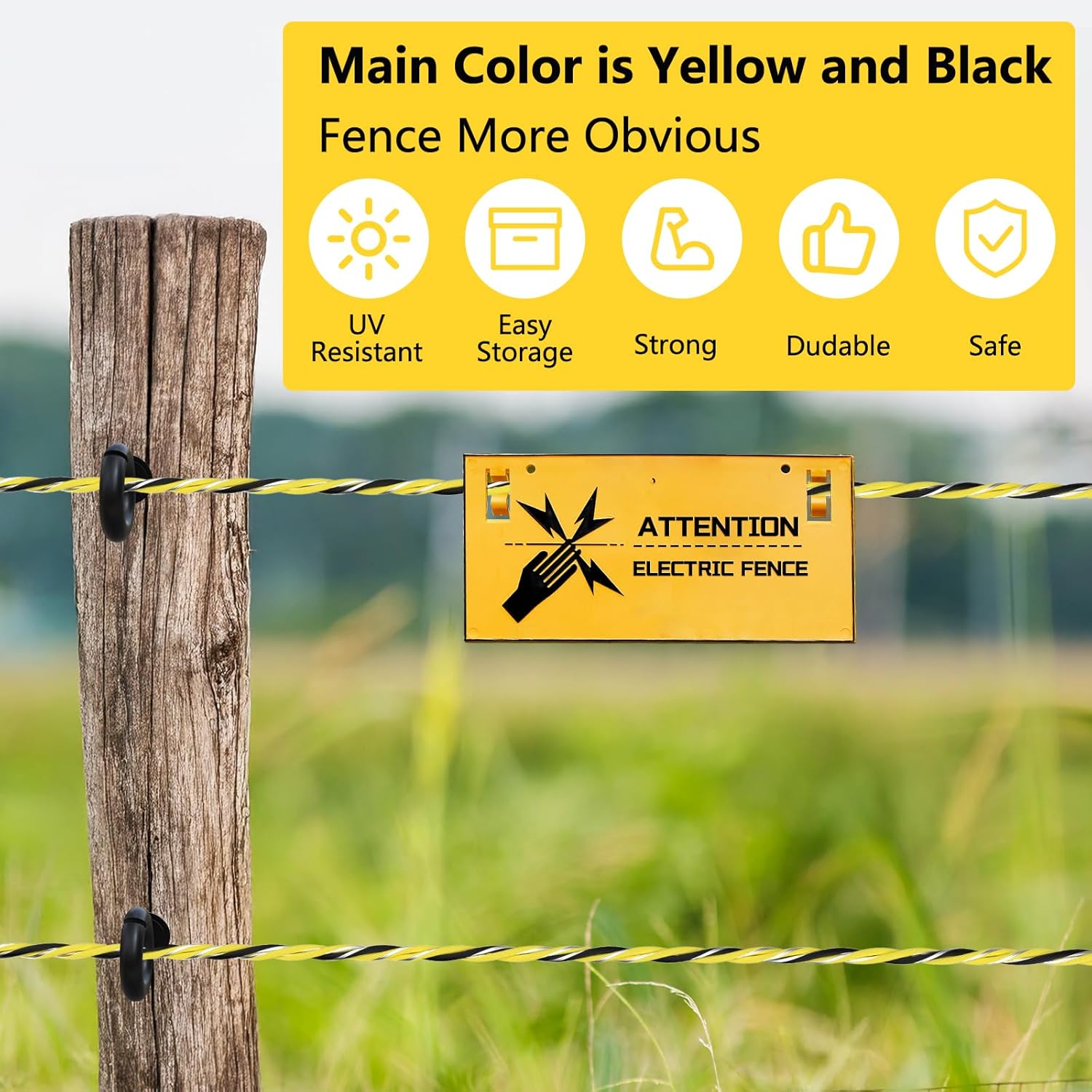 Electric Fence Wire 3366FT, 1026M with 9 Stainless Steel Stands，Electric Fencing Wire Rope Kit for Livestock, Garden, Squirrels, Reliable Conductivity and Rust Resistance