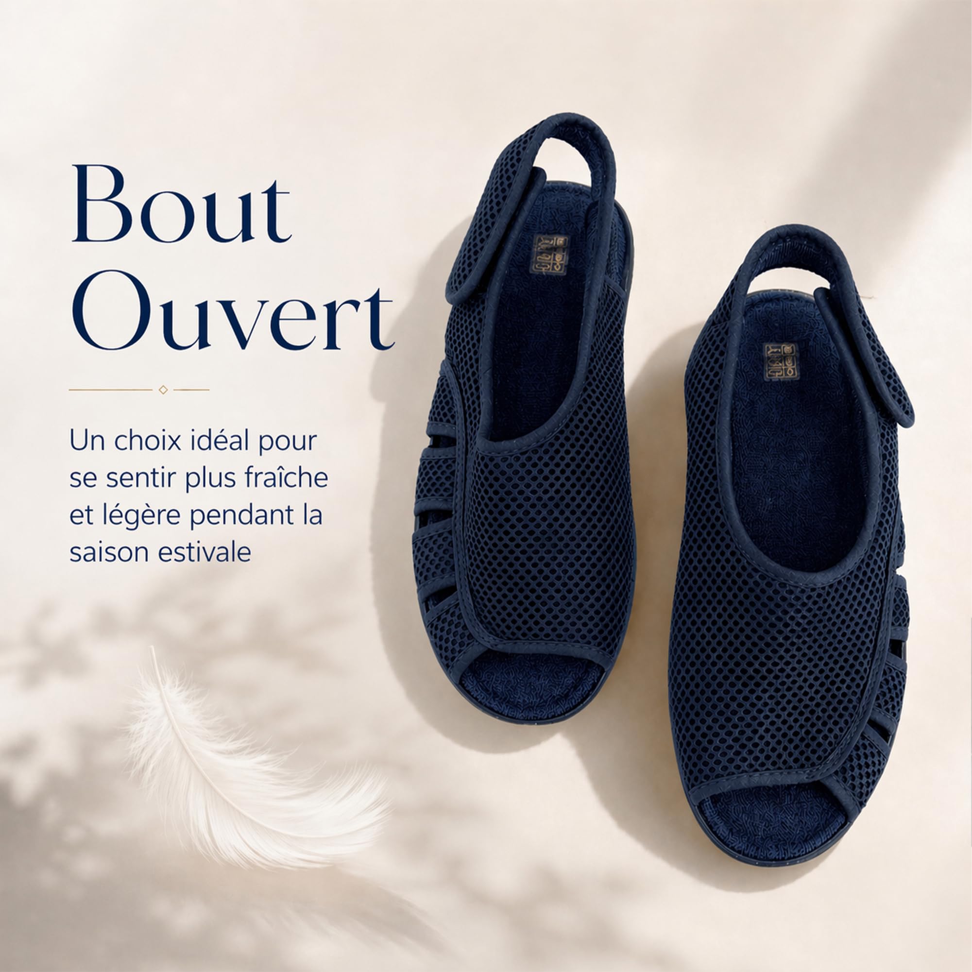 JOMIX Sandales Femme Confort Respirantes avec Scratch Chaussures Été Légères avec Bride Réglable Bout Ouvert Semelle Antidérapante pour Maison Quotidien et Petites Sorties