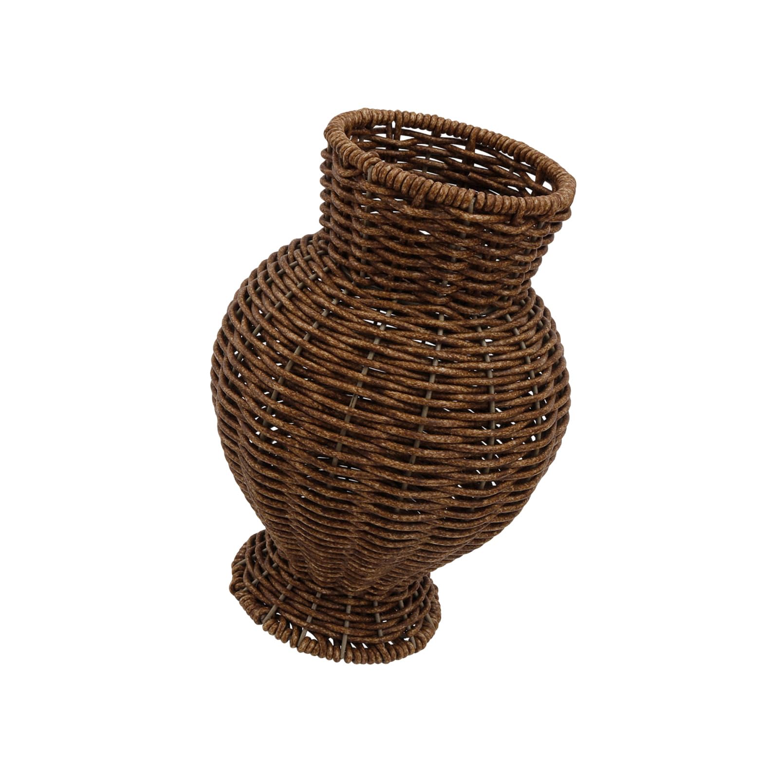 Large Oval Rattan Vase 18x25cm Flower Basket Perfect for Living Room or Dining Table Decorating with Sturdy Base Modern Flexible Jar