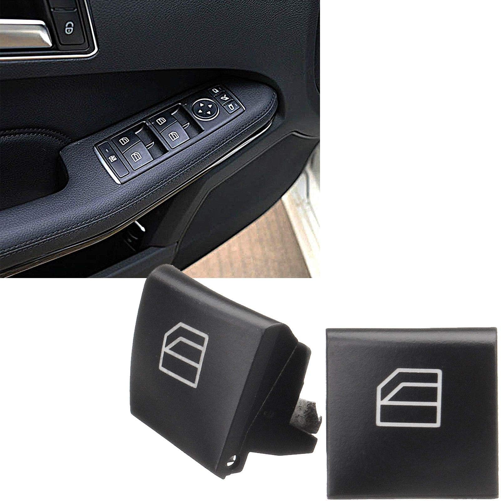 x xotic tech Front Driver Window Lift Power Master Switch Repair Button Cover Cap Compatible with Mercedes Benz ML GL R Class W164 X164 W251 (Black) - 2PCS