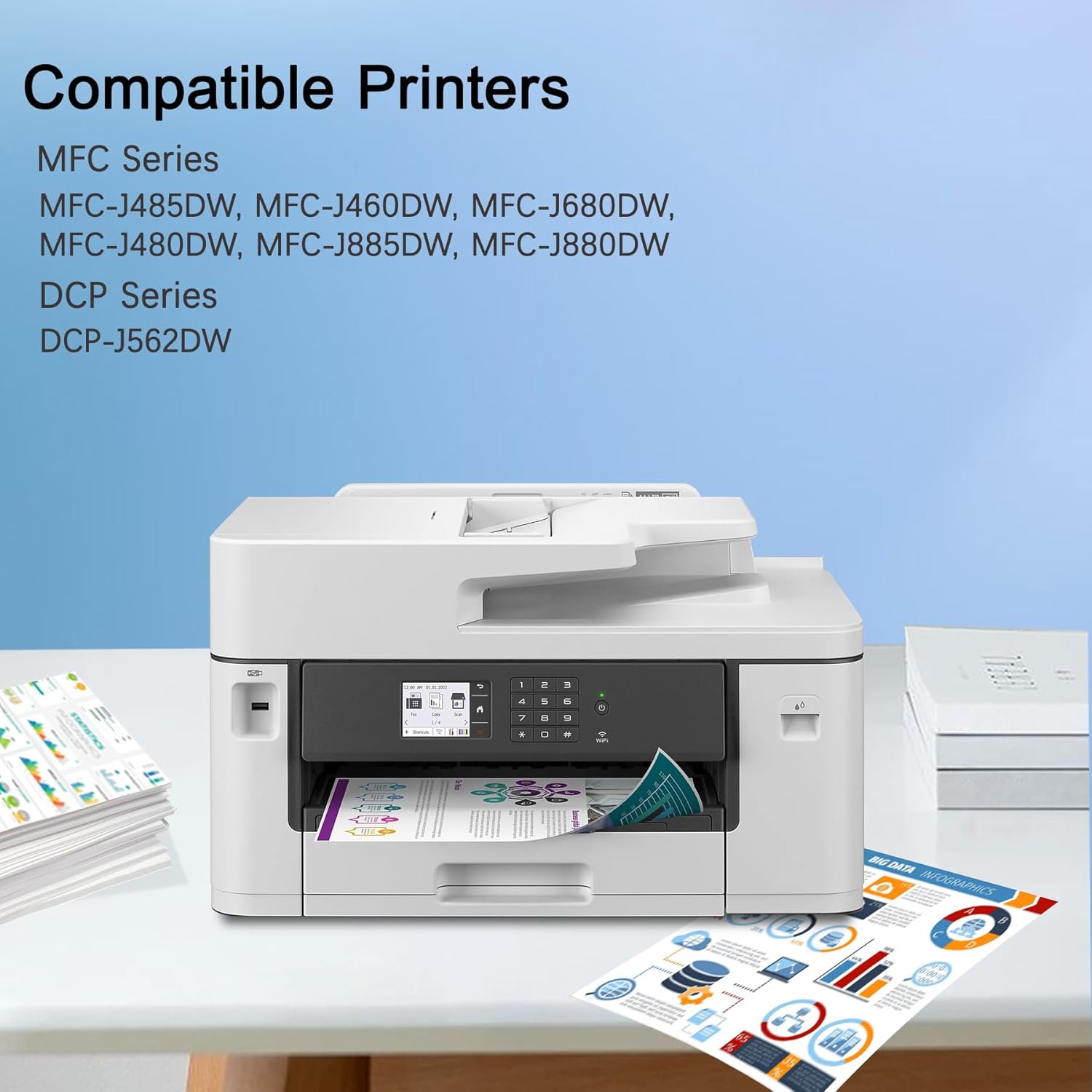 LC201XL High Yield Ink Cartridges (2BK/1C/1M/1Y, 5 Pack) Compatible for Brother LC201 LC201BK LC203 XL Ink Cartridge Work with MFC-J480DW MFC-J485DW MFC-J880DW MFC-J4420DW MFC-J680DW Printer