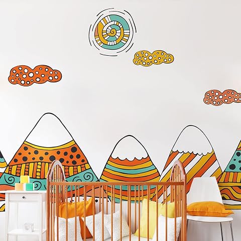 Ambiance Sticker Adesivi per bambini Montagne Scandinave Ashoka 90 x 135 cm