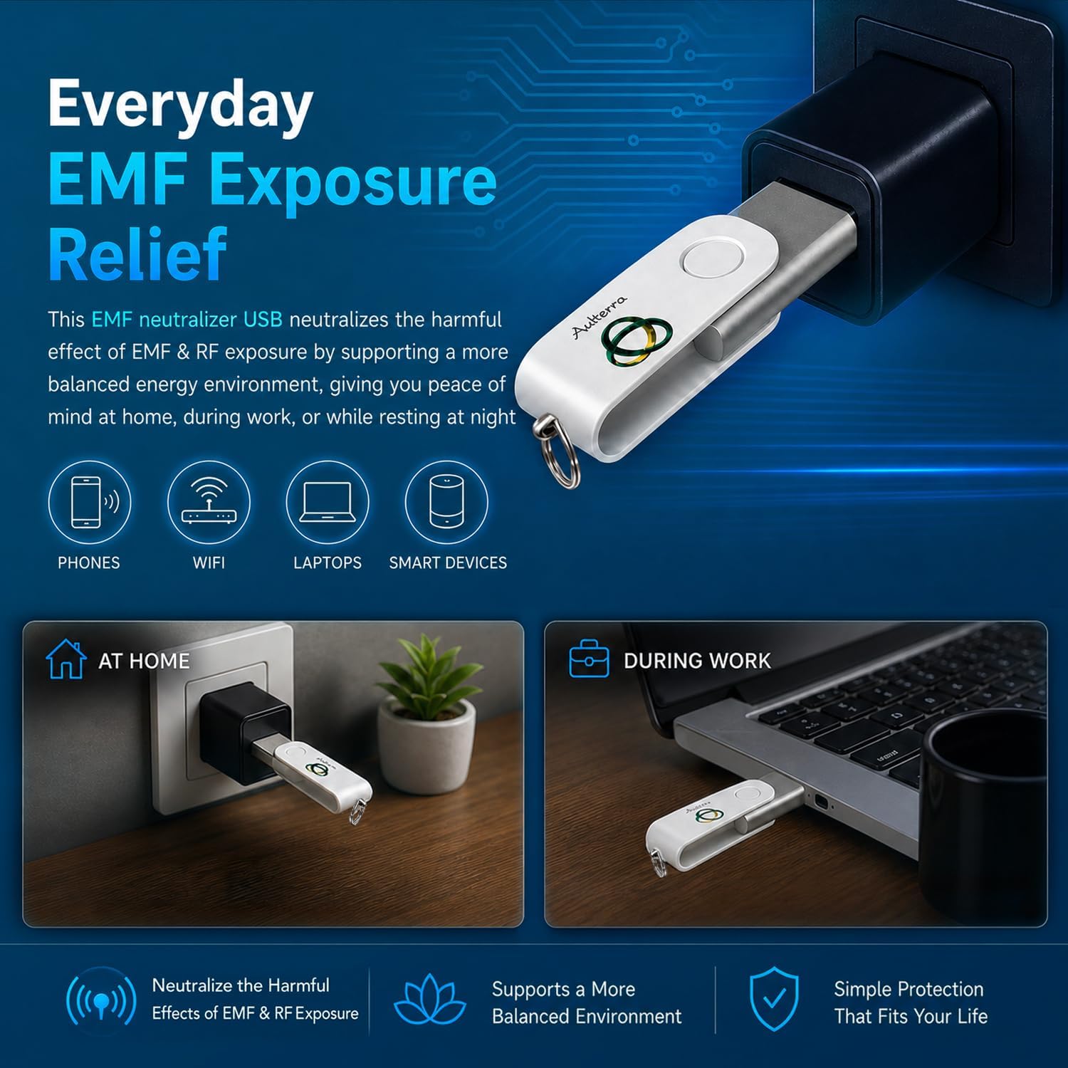 EMF Home Neutralizer USB for Whole House to Neutralize Harmful Incoherent EMF Frequencies Including 5G