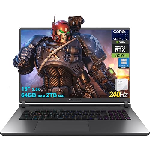 ASUS ROG Strix G18 G815 Gaming AI Laptop 18" 2560x1600 240Hz (100% DCI-P3) Intel 24-core Ultra 9 275HX 64GB RAM 2TB SSD GeForce RTX 5070 (Up to 798 AI Tops) RGB Backlit Win11Pro ICP Acc/