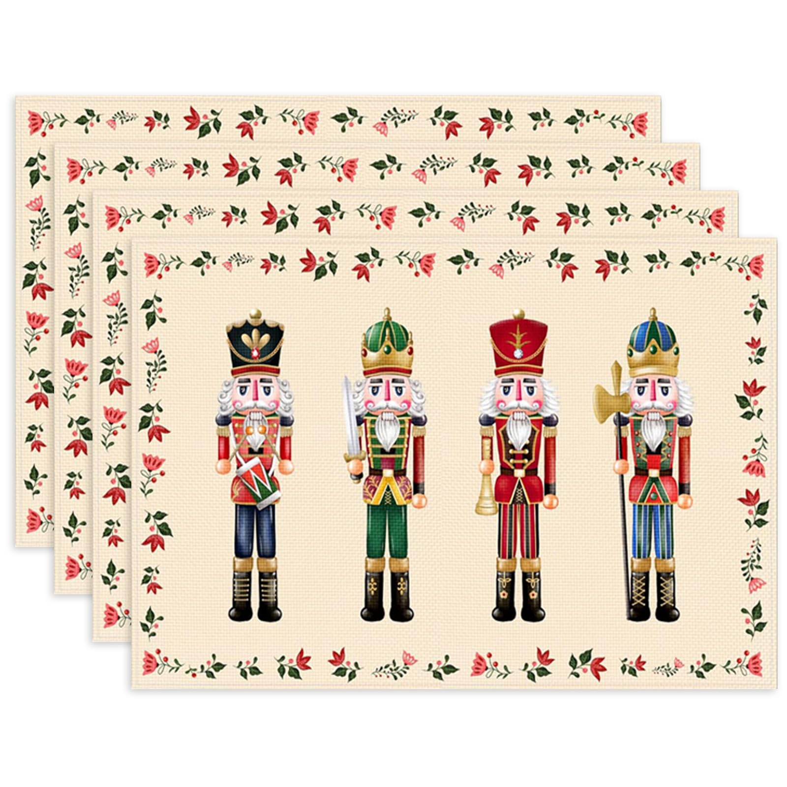 6 Tovagliette Natalizie In Lino 44.5x31.5cm - Antiscivolo, Resistente Al Calore, Lavabile - Foto 12