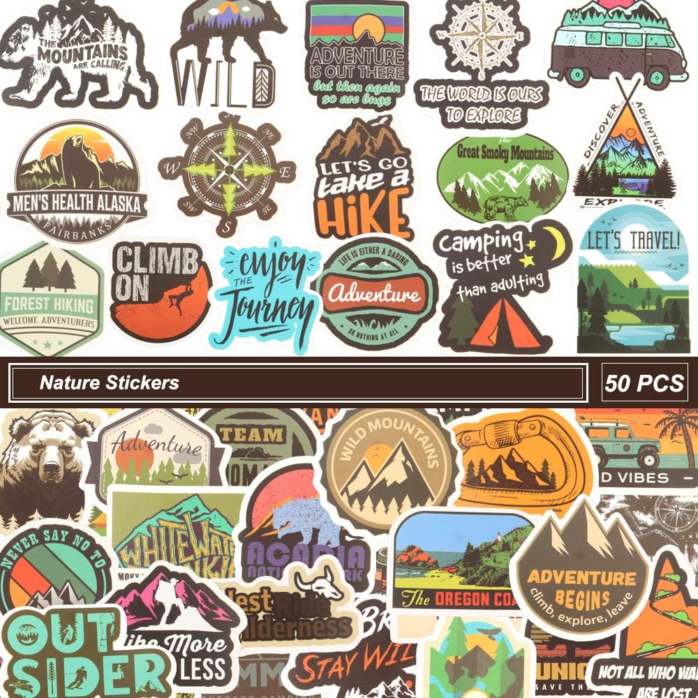 Amazon.com: Nature Adventure Stickers for Water Bottle，50 Pcs Laptop ...