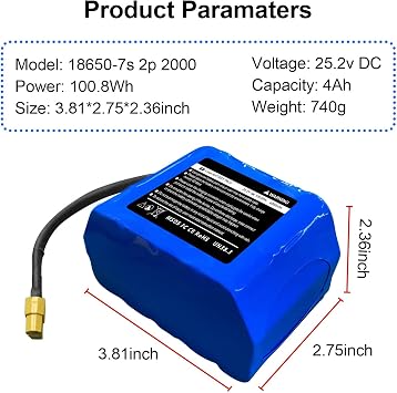 HOverBoard Battery Replacement Pack with XT60 Plug 25.2V (Fit 29.4V) 4Ah Rechargeable Battery for Jetson-Rave, Hover-1 Superstar/Chrome Self Balancing Scooters-240607 (1 Pack)