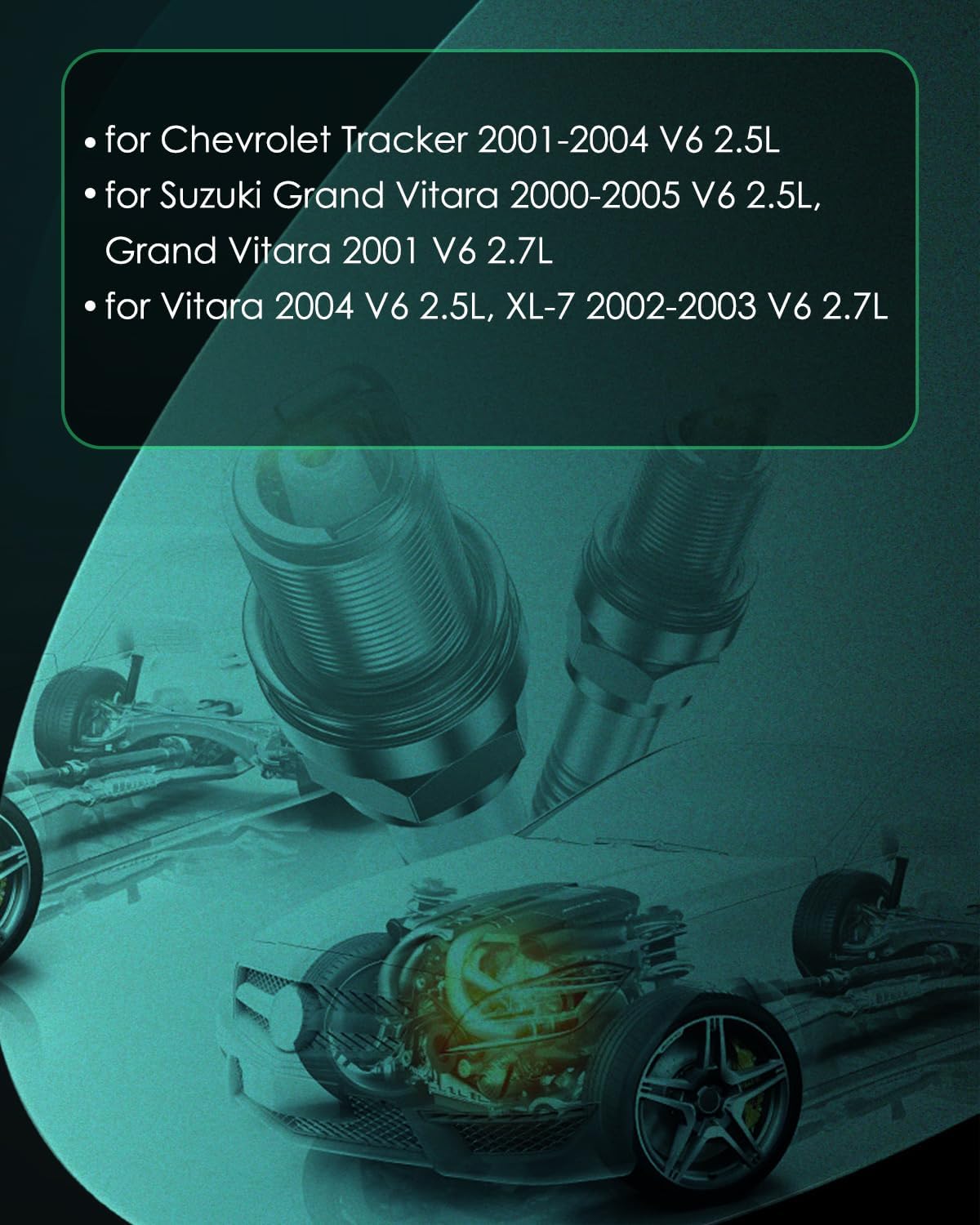 SCITOO Spark Plugs suitable with for Suzuki Grand Vitara 2000-2005, XL-7 XL7 2002-2003, Vitara 2004 & for Chevrolet Tracker 2001-2004,Pack of 6, 7418,Platinum Iridium