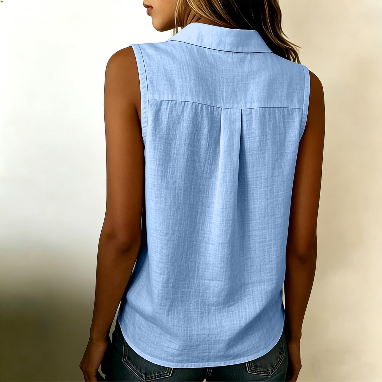 Womens Tank Tops Summer Casual Cotton Linen T-Shirts | Womens Summer Tank Tops Casual Cotton Linen T-Shirts Sleeveless Collared V Neck Loose Tees Dressy Blouse
