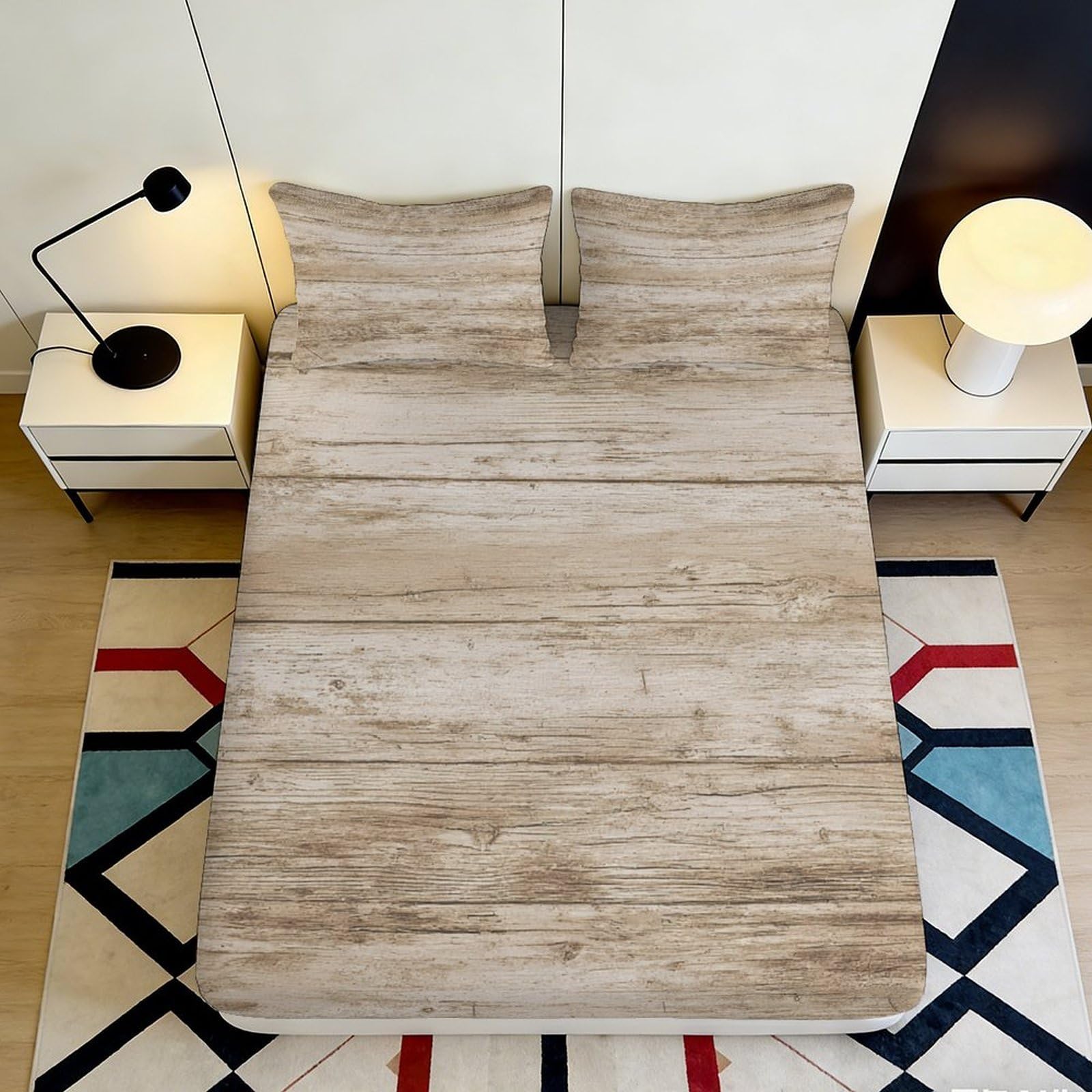 Jqzkxnhpbr Style-7 3D Printed Wood Grain Fitted Sheet Microfiber Soft Texture Rustic Plank Bed Cover For Bedroom Guest Room Decor 90X200x25cm