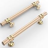Amerdeco 10 Pack Knurled Gold Cabinet Pulls 5 Inch Hole Center Brushed Brass Kitchen Cabinet Handles for Drawer Dresser, Cupboard and Wardrobe ZH0025