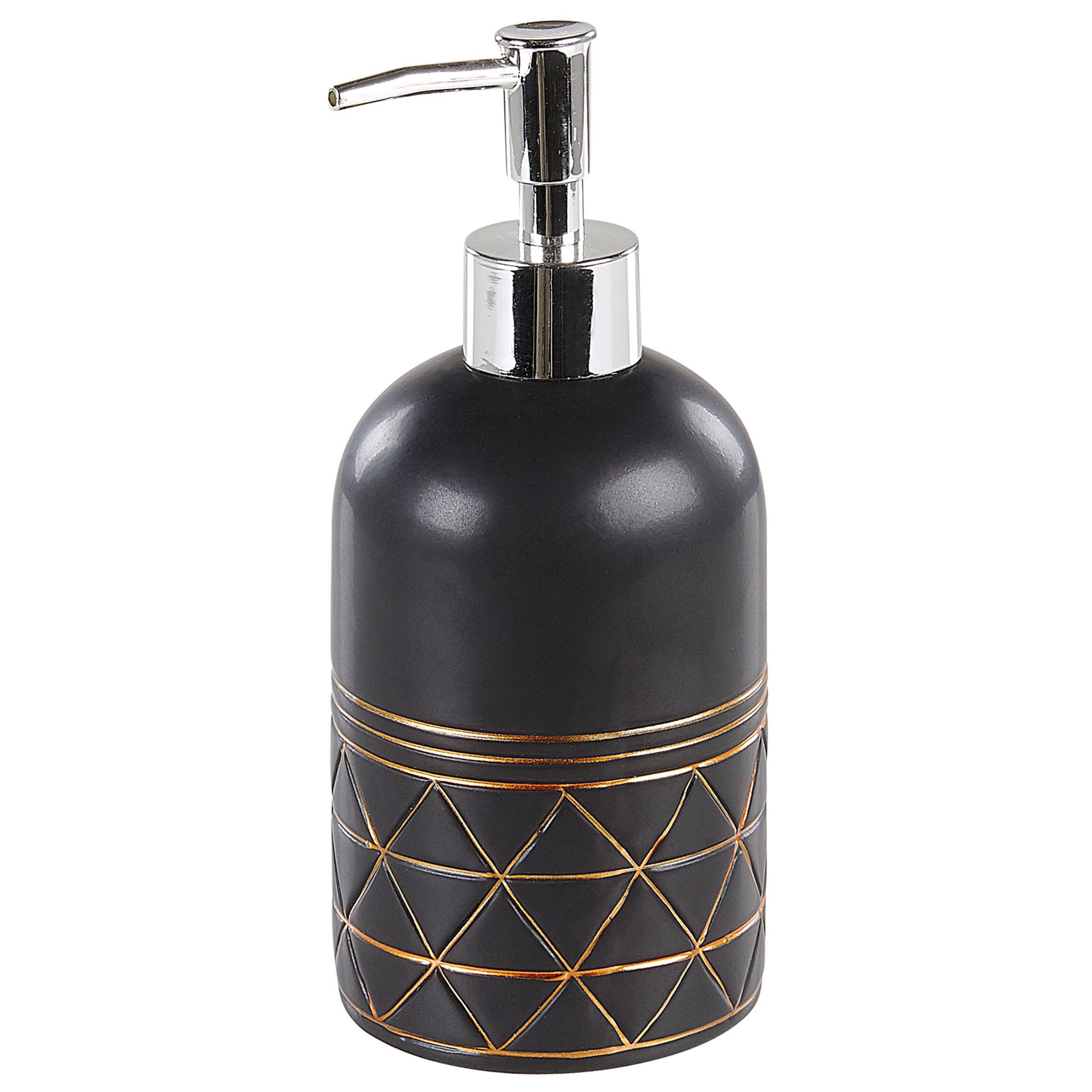Elegantes Badezimmer-Zubehör 5-teilig aus Keramik in Schwarz/Gold Lanco