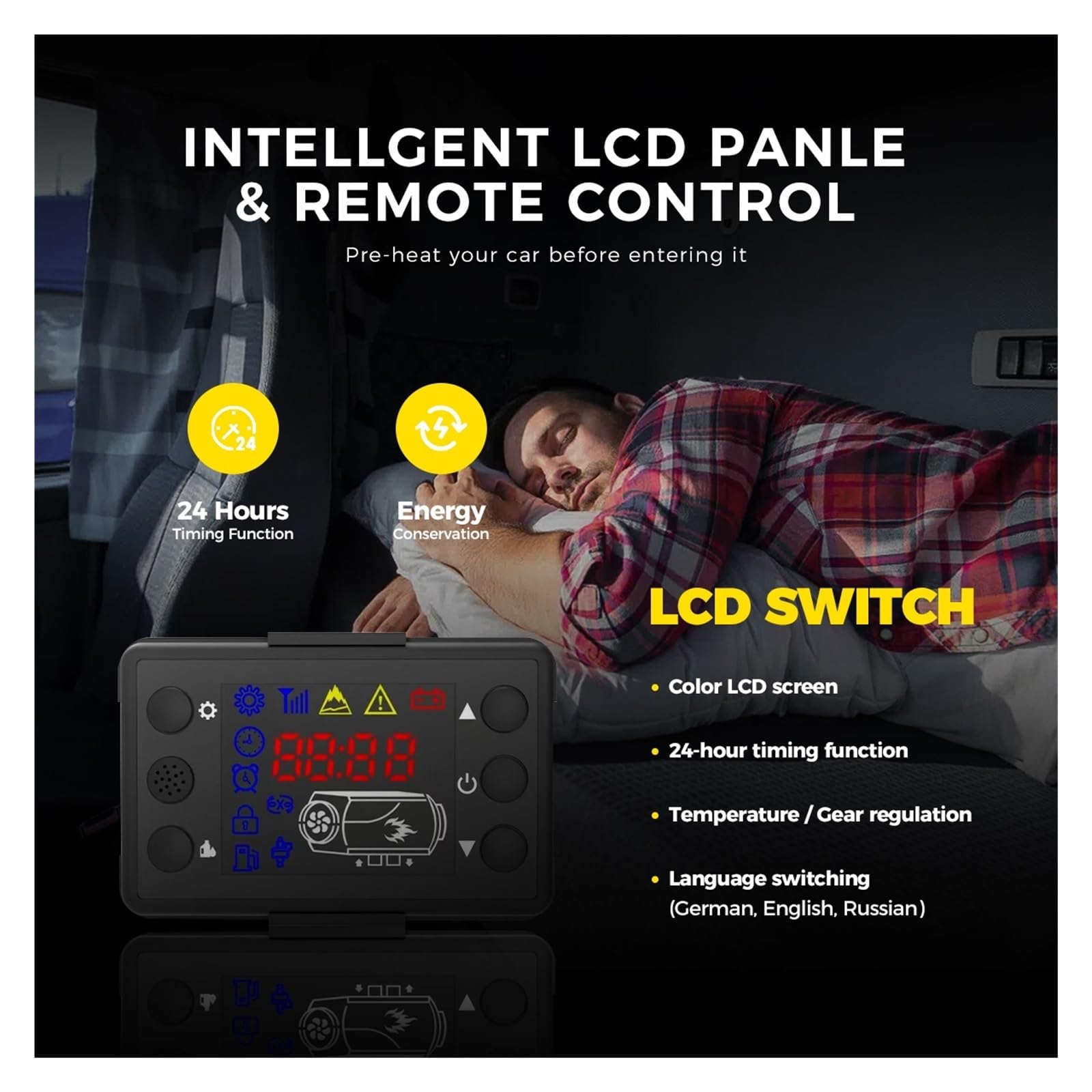 Nagrzewnica Powietrza Diesel 8 KW, Ogrzewanie Postojowe 12 V/24 V Z Wyświetlaczem LCD, Pilotem, Szybkie Nocne Do Garażu Dla Ciężarówek I Łodzi Łatwy w instalacji(No power adapter)