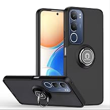EASSGU Case for Vivo Y19S (6.68 Inches), Ring Stand Clear Protective Case, Shockproof, Drop-Resistant TPU Silicone Bumper Phone Case - Black