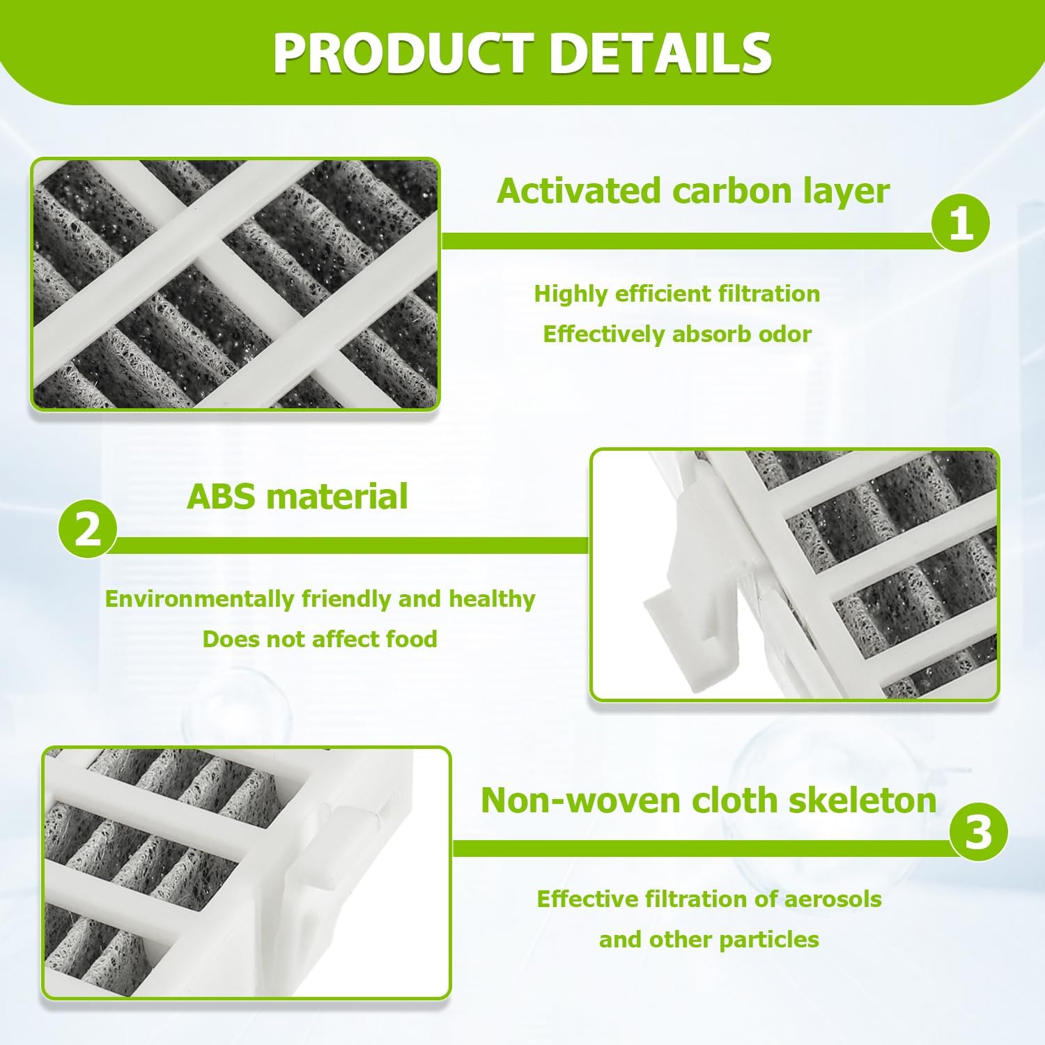 W10311524 AIR1 Refrigerator Air Filter Cartridge Replacement for Refrigerator Part (pack of 4pcs) image 3