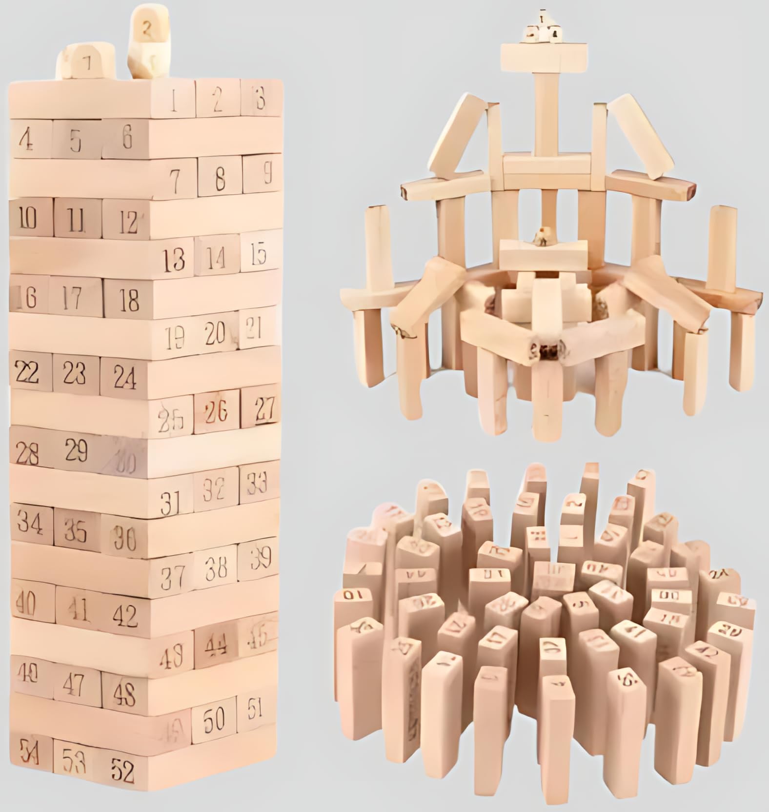 Mobclixs Timber Tower Tumbling Game for Kids | Classic Wooden Block Stacking Toy (Beige) - Fun & Educational