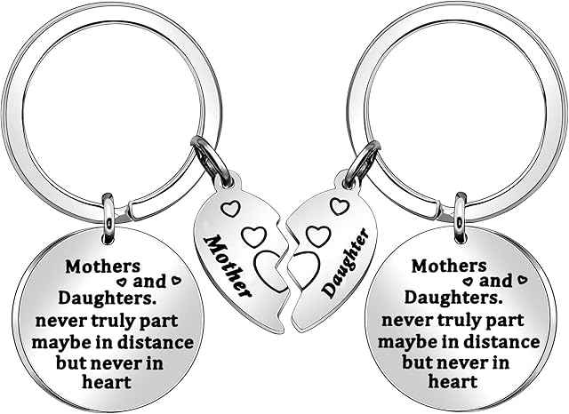 Mothers and Daughters Keyring Matching Heart Keycahin Set for Mum Daughte Birthday Mothers Day Gift for Women Mum Gift From Daughter