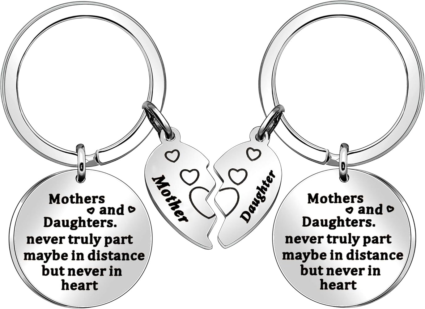2 Portachiavi Coordinati A Cuore Madre E Figlia In Acciaio Inox – Regalo Sentimentale Con Incisione - 4