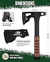 Vista 2 de MOSSY OAK Hacha de campamento de 12 pulgadas y hacha de supervivencia con funda, hacha multiherramienta compacta para exteriores con ranuras