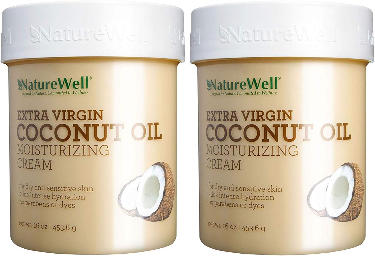 NatureWell Coconut + MCT Moisturizing Cream (16 Ounce) (2 Pack)