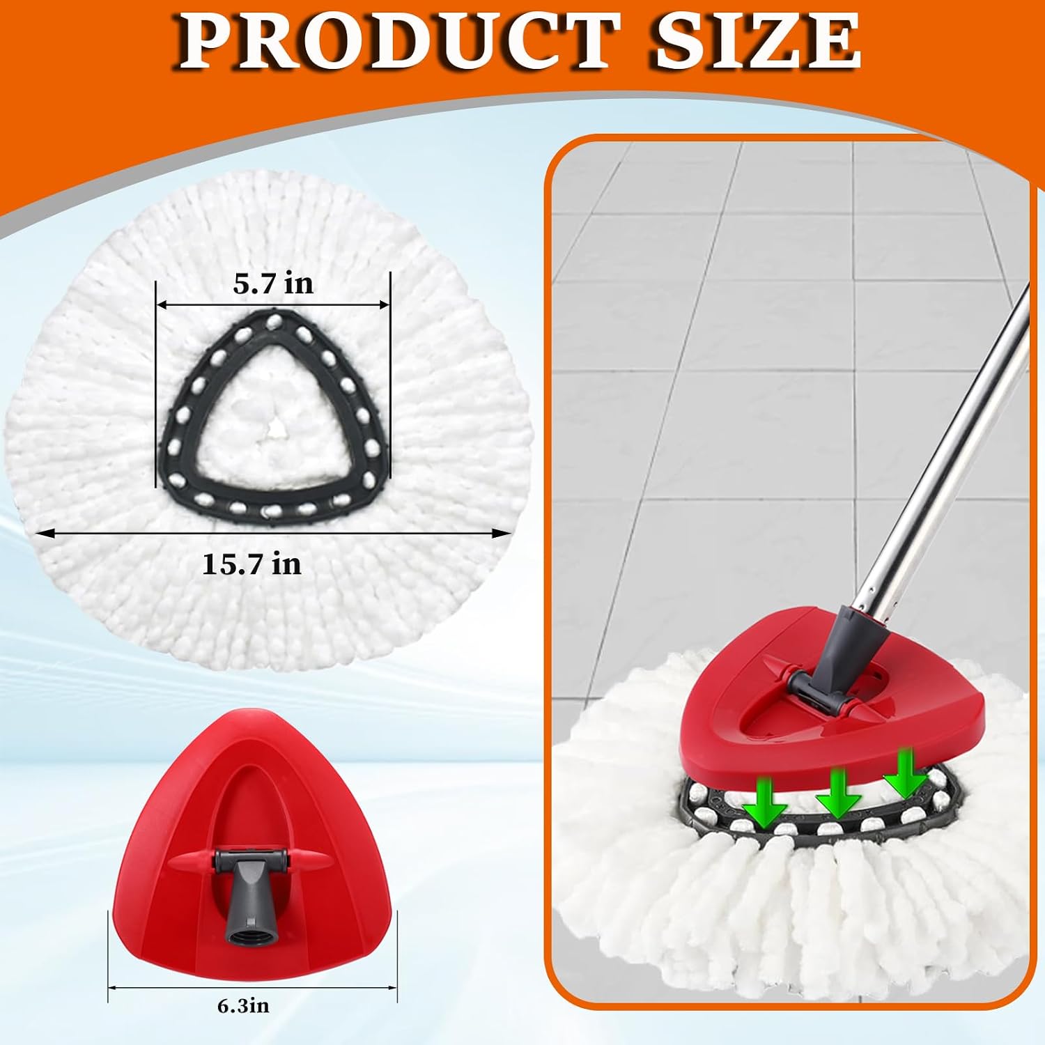 7+1 Spin Mop Heads Replacement Refill for O-Cedar EasyWring 1-Tank Spin Mop