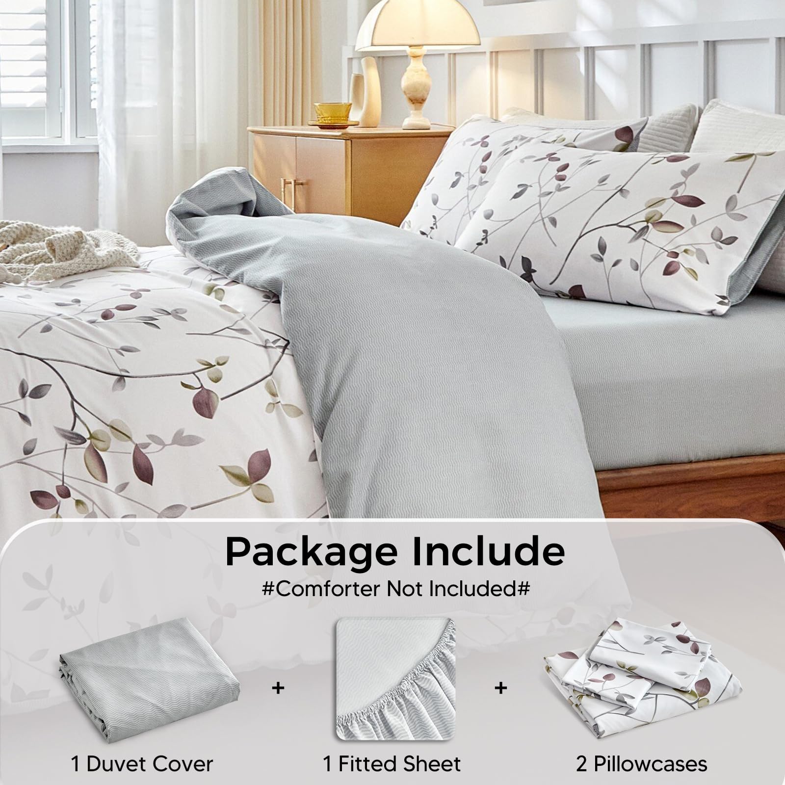 Tokokimo - Set di biancheria da letto 4 pezzi, copripiumino 220 x