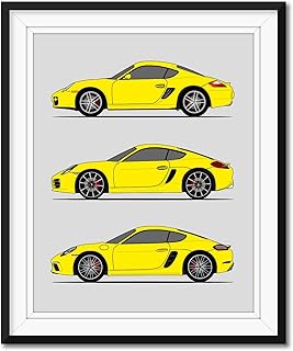 Porsche Cayman Generations Side/Profile (718/981/ 987) Inspired Poster Print Handmade Wall Art of the History and Evolution of the Cayman (Unframed)