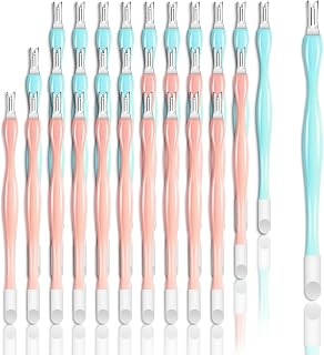 Allstarry 30 Pieces Nail Cuticle Trimmer Remover Plastic Handle Cuticle Pusher Dead Skin Cuticle Knife Nail Cleaner Removal Fork Nail art Tools for Girls Women and Men - Light Blue and Soft Peach