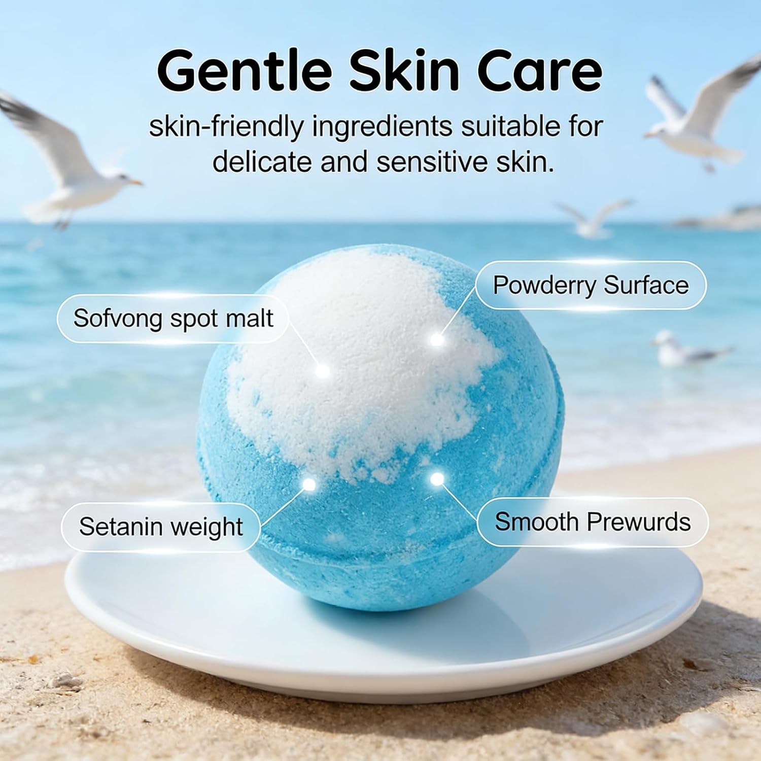 Bubbly Surprise Bath Bombs, 12-Pack Ocean Theme Bath Fizzies with Toy Inside, Natural Sea Salt Color Changing Bath Balls, Easter Basket Stuffers Gift for Kids (Blue 12pack)