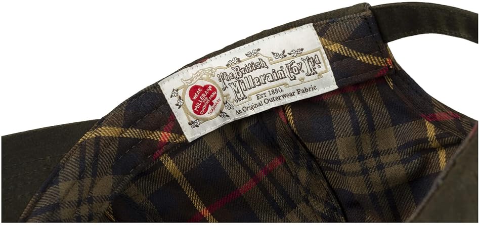 JACK PYKE Men’s Baseball Cap – 100% British Millerain 375gms Waxed Cotton, Cotton Tartan Lining, Lightweight Country-Style Hat with Curved Peak and Brass Adjuster - Green